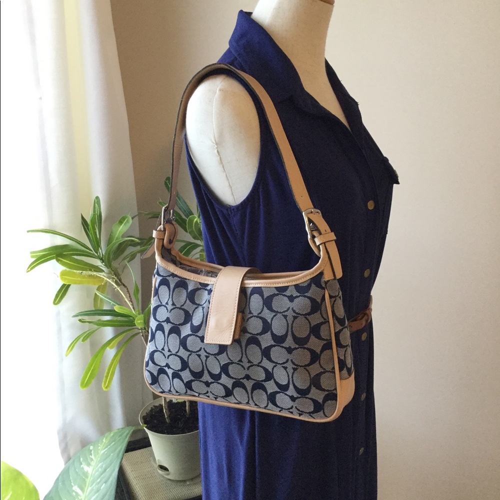 Beautiful Denim-look Purse with tan trim.